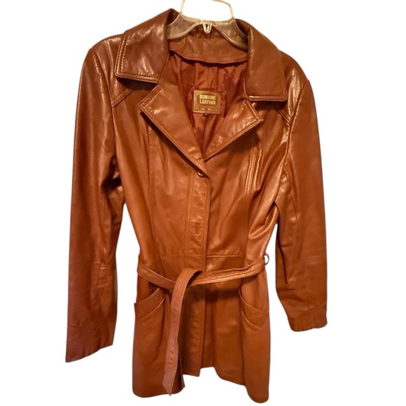 Vintage Leather Belted Jacket as is - Picture 5 of 8